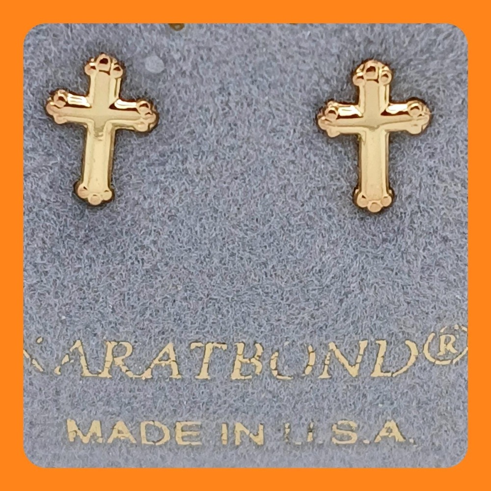 Karatbond Vintage Y2K Goldbond Cross Stud Earrings Made in USA NOS New Rare HTF